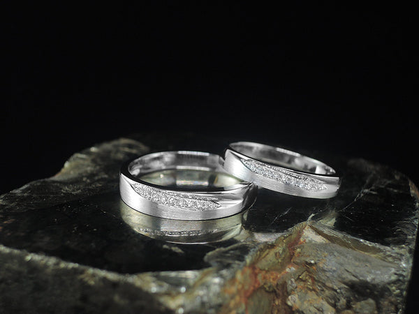 Couple Ring Set 1 (แหวนคู่ทองคำขาว)