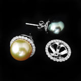 Pearl with Diamonds Earring in 22K Gold (ต่างหูมุก Gold & Black 2in1)