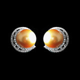 Pearl with Diamonds Earring in 22K Gold (ต่างหูมุกสีทอง)