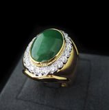Jade with Diamonds Ring in 22K Gold (แหวนหยกประดับเพชร)