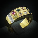 Gems with Diamonds Ring in 22K Gold (แหวนนพเก้าประดับเพชร)