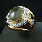 Cat Eye with Diamonds Ring in 22K Gold (แหวน Cat eye ประดับเพชร)