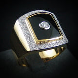 Onyx with Diamonds Ring in 22K Gold (แหวนนิลประดับเพชร)