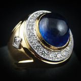 Blue Sapphire with Diamonds Ring in 22K Gold (แหวนไพลินประดับเพชร)