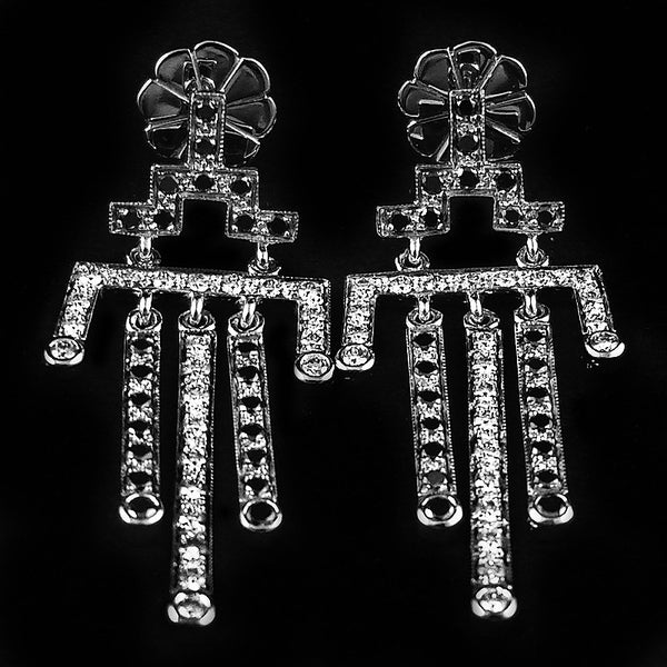 Black Diamond with Diamonds Earring in 22K Gold (ต่างหูเพชร)
