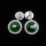 Jade with Diamonds Earring in 22K Gold (ต่างหูหยกประดับเพชร)