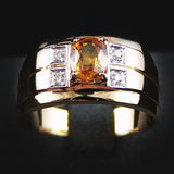 Yellow Sapphire with Diamonds Ring in 22K Gold (แหวนบุษราคัมประดับเพชร)