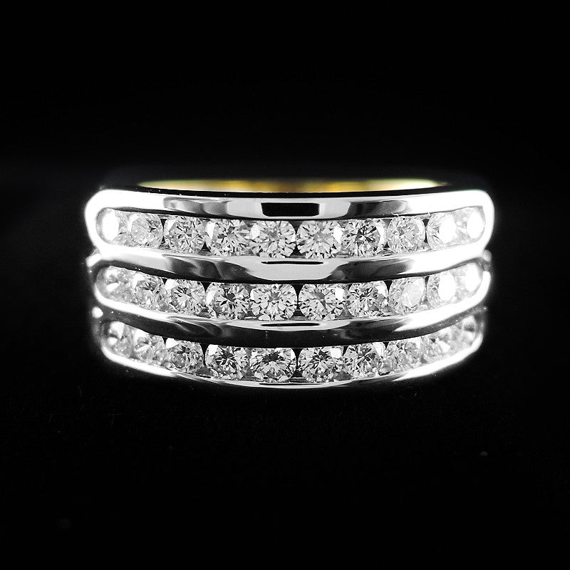 Diamond Ring in 22K Gold (แหวนเพชรสามแถว)