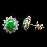 Jade with Diamonds Earring in 22K Gold (ต่างหูหยกประดับเพชร)