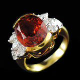 Spessartite with Diamonds Ring in 22K Gold (แหวน Spessartite ประดับเพชร)