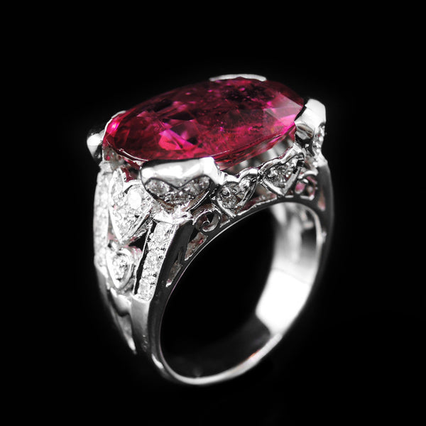 Rubellite with Diamonds Ring in 22K Gold (แหวน Rubellite ประดับเพชร)