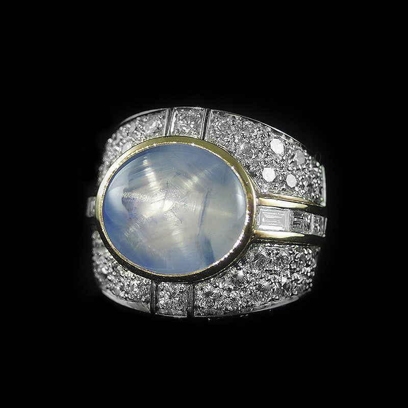 Blue Star with Diamonds Ring in 22K Gold (แหวน B-Star ประดับเพชร)