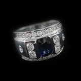 Blue Sapphire with Diamonds Ring in 22K Gold (แหวนไพลินประดับเพชร)