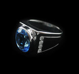 Blue Topaz with Diamonds Ring in 18K Gold (WG) (แหวนทองคำขาว Blue Topaz)